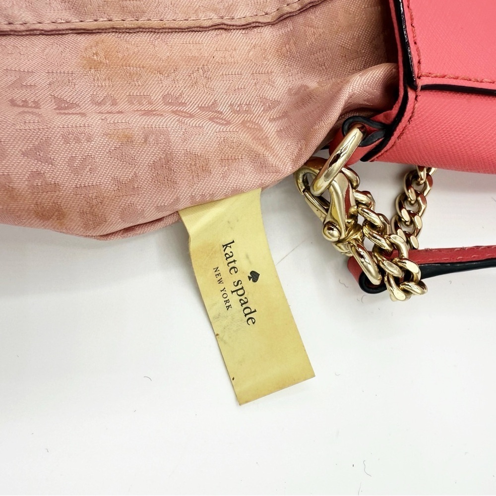 Kate Spade Leather Laurel Way Greer Coral Chain Crossbody Bag Purse - Picture 13 of 13